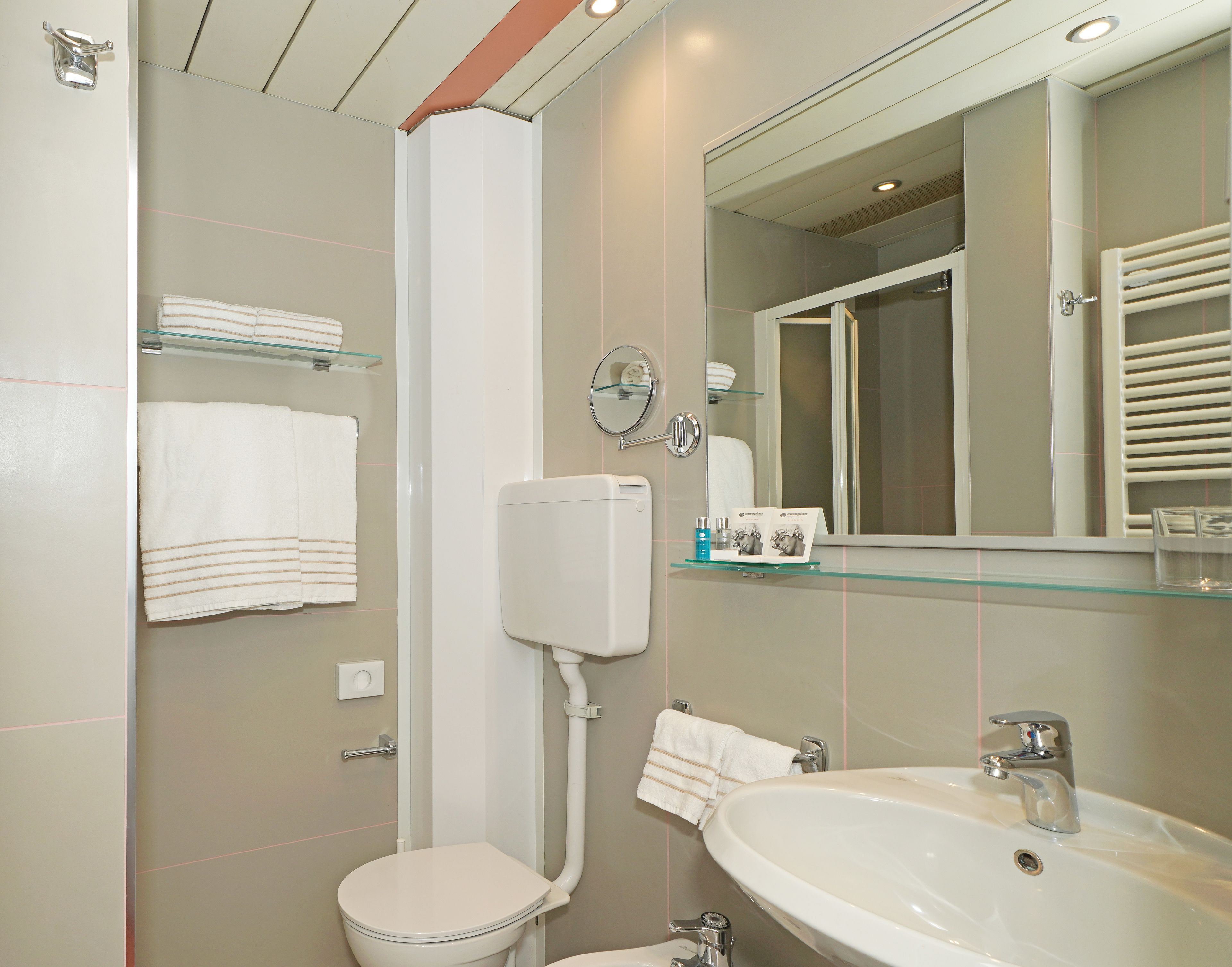 free toiletries, hair dryer, bidet, towels