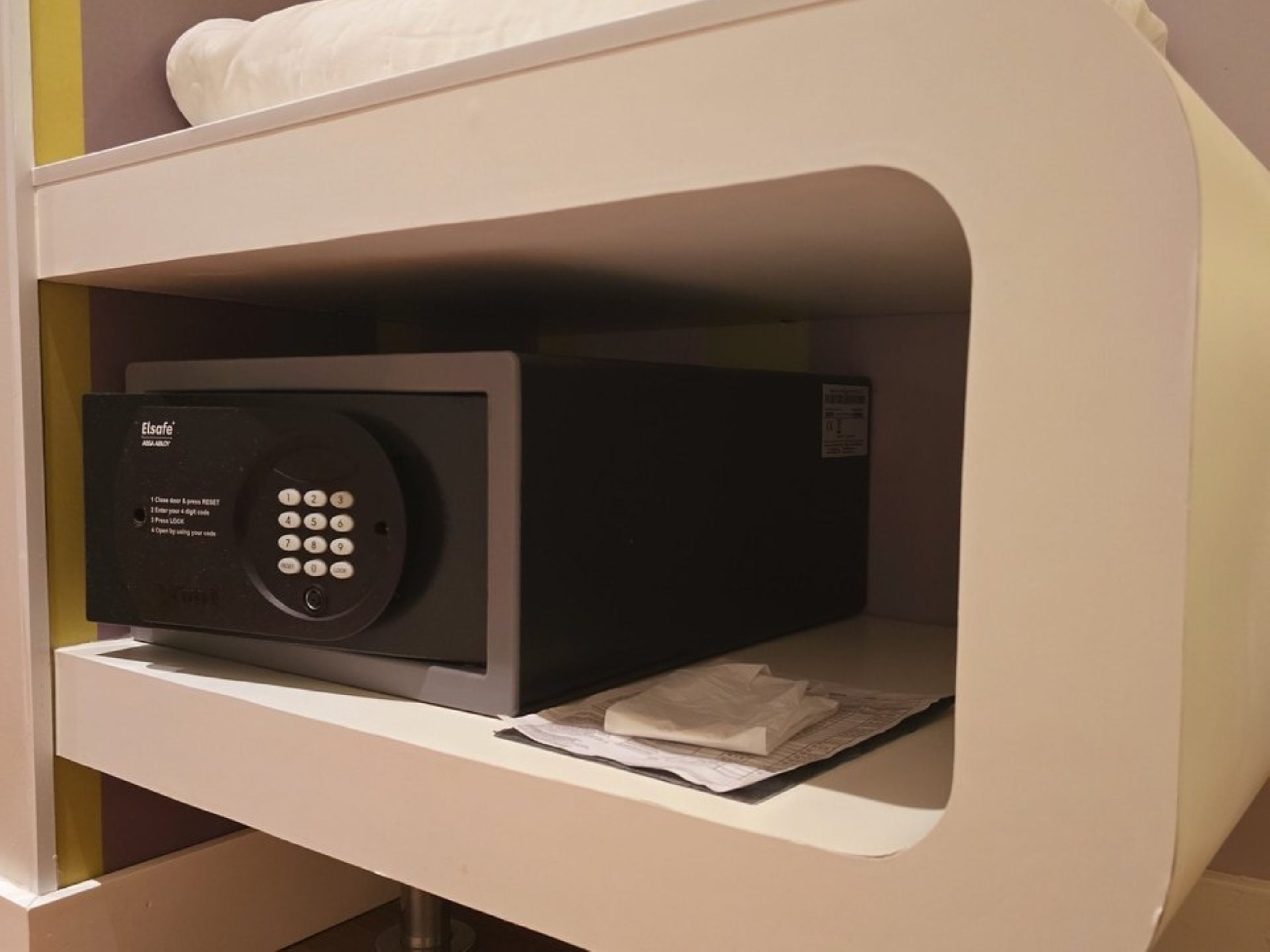 in-room safe, desk, laptop workspace, soundproofing