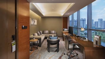 Suite, 1 Bedroom, Corner | Living area | 42-inch LCD TV with satellite channels, TV