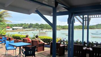 Breakfast, lunch served; local and international cuisine, beach views