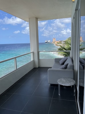 Junior Suite, Oceanfront | Terrace/patio - Saint Tropez Boutique Hotel (Willemstad)