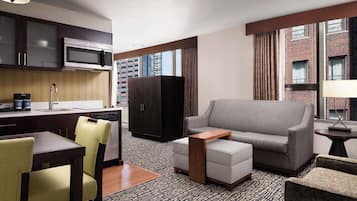 Flat-screen TV, MP3 dock