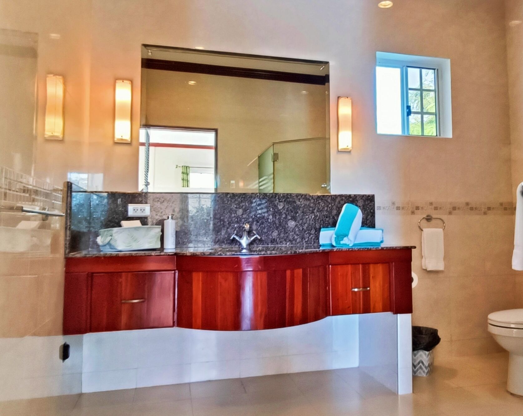 deluxe suite, 2 queen beds, sea view | bathroom | shower, rainfall showerhead, free toiletries, hair dryer