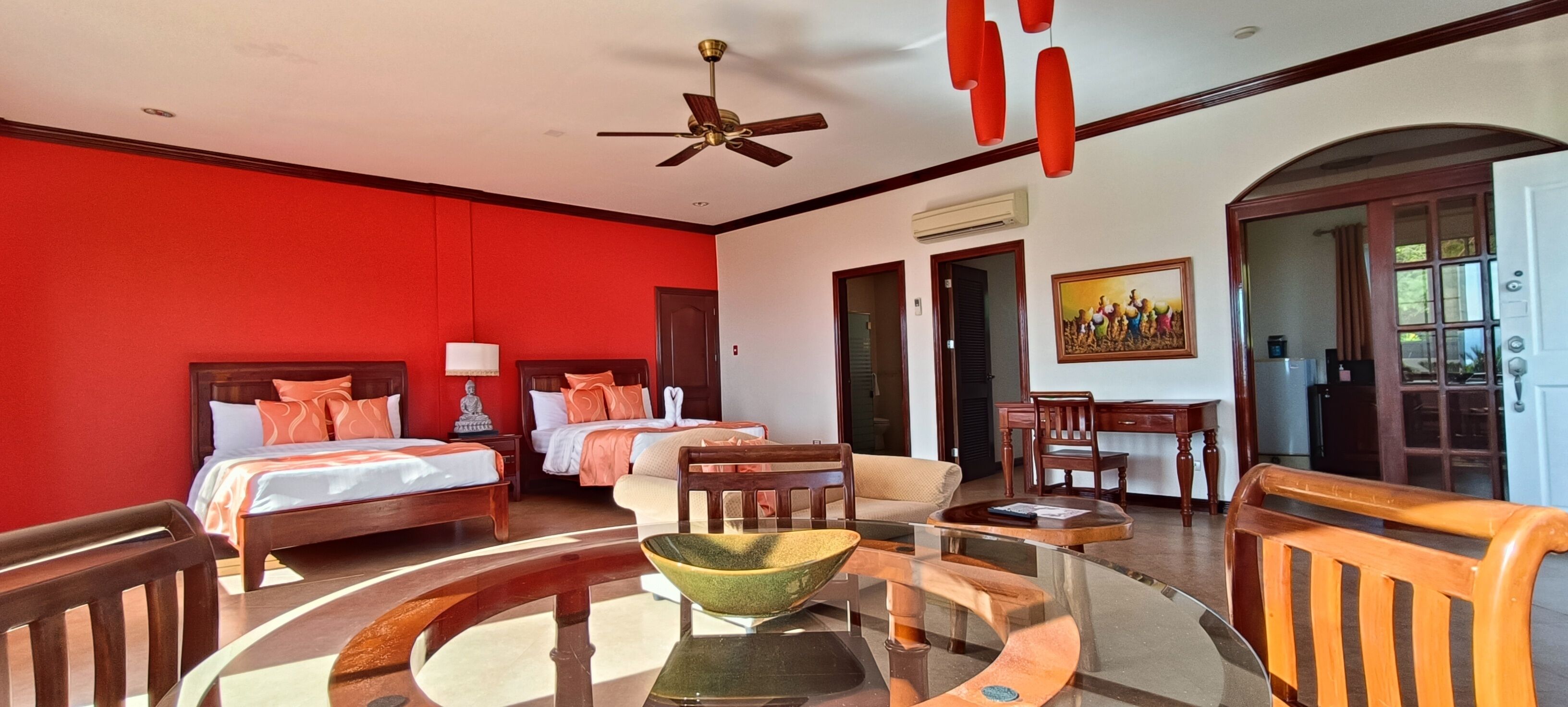 deluxe suite, 2 queen beds, sea view | 1 bedroom, premium bedding, down duvets, select comfort beds