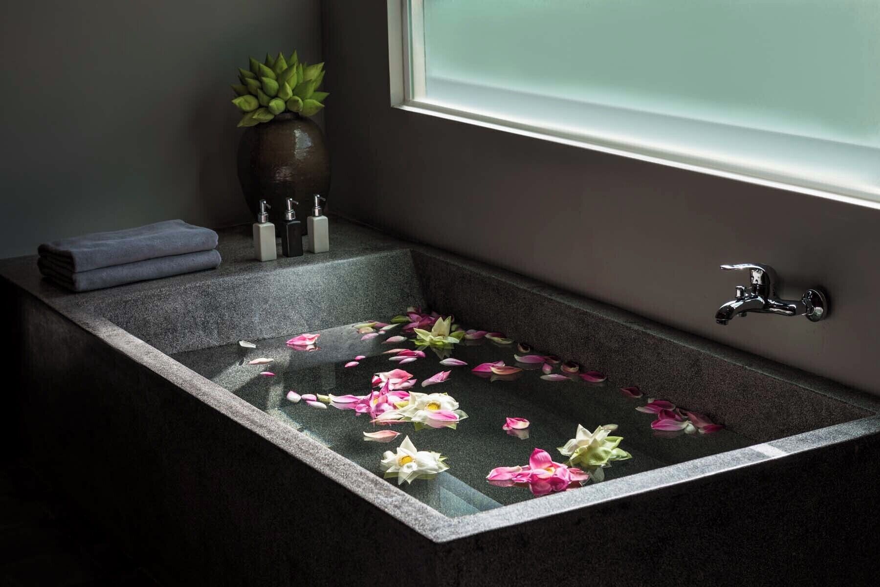 home suite villa | bathroom | separate bathtub and shower, rainfall showerhead, free toiletries