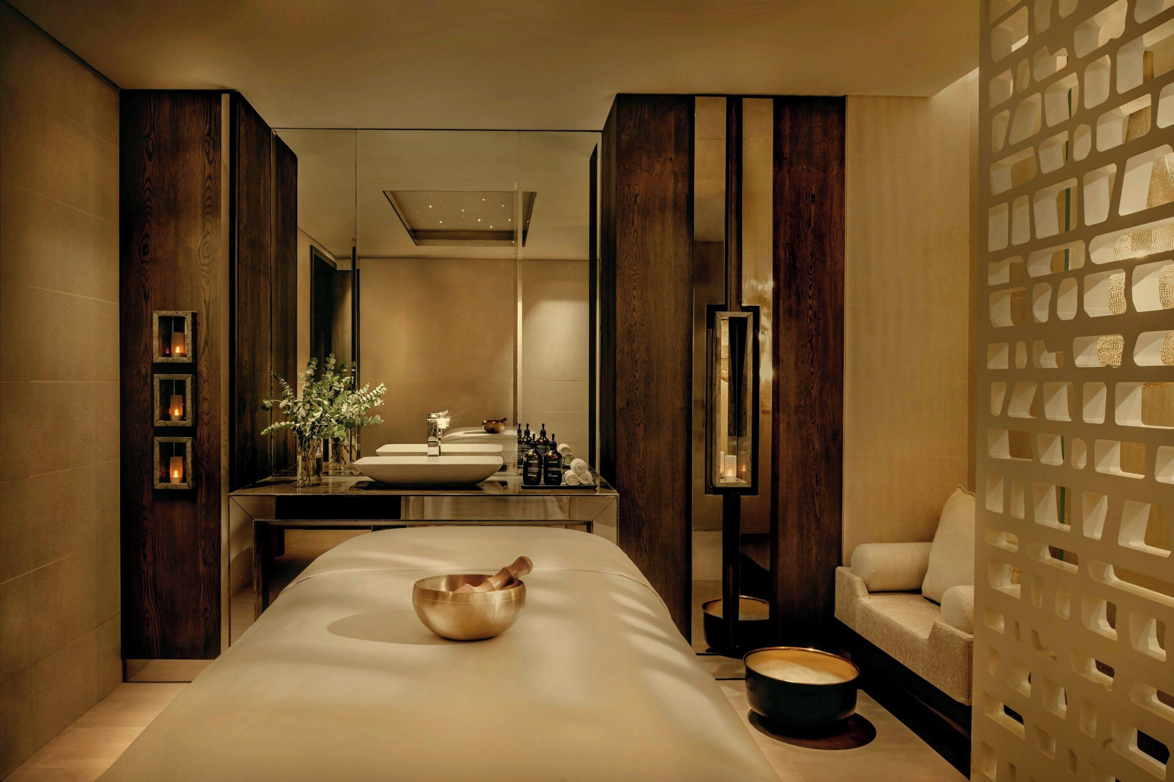 Sauna, steam room, body treatments, hot stone massages