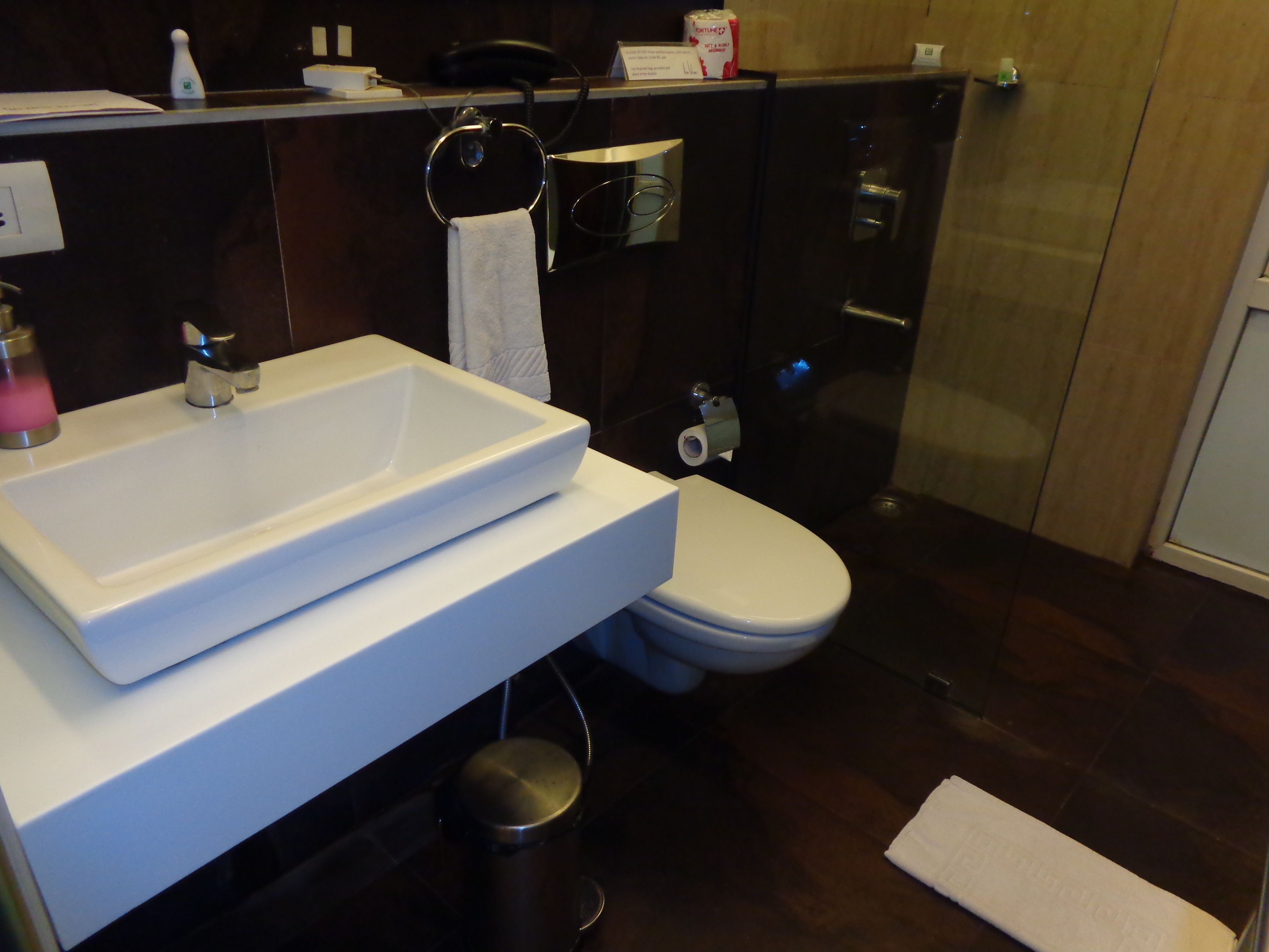 shower, rainfall showerhead, free toiletries, hair dryer