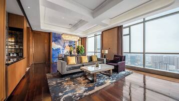 Executive Suite, 1 King Bed, City View (Diplomatic Suite) | Living room | 46-inch LCD TV with satellite channels