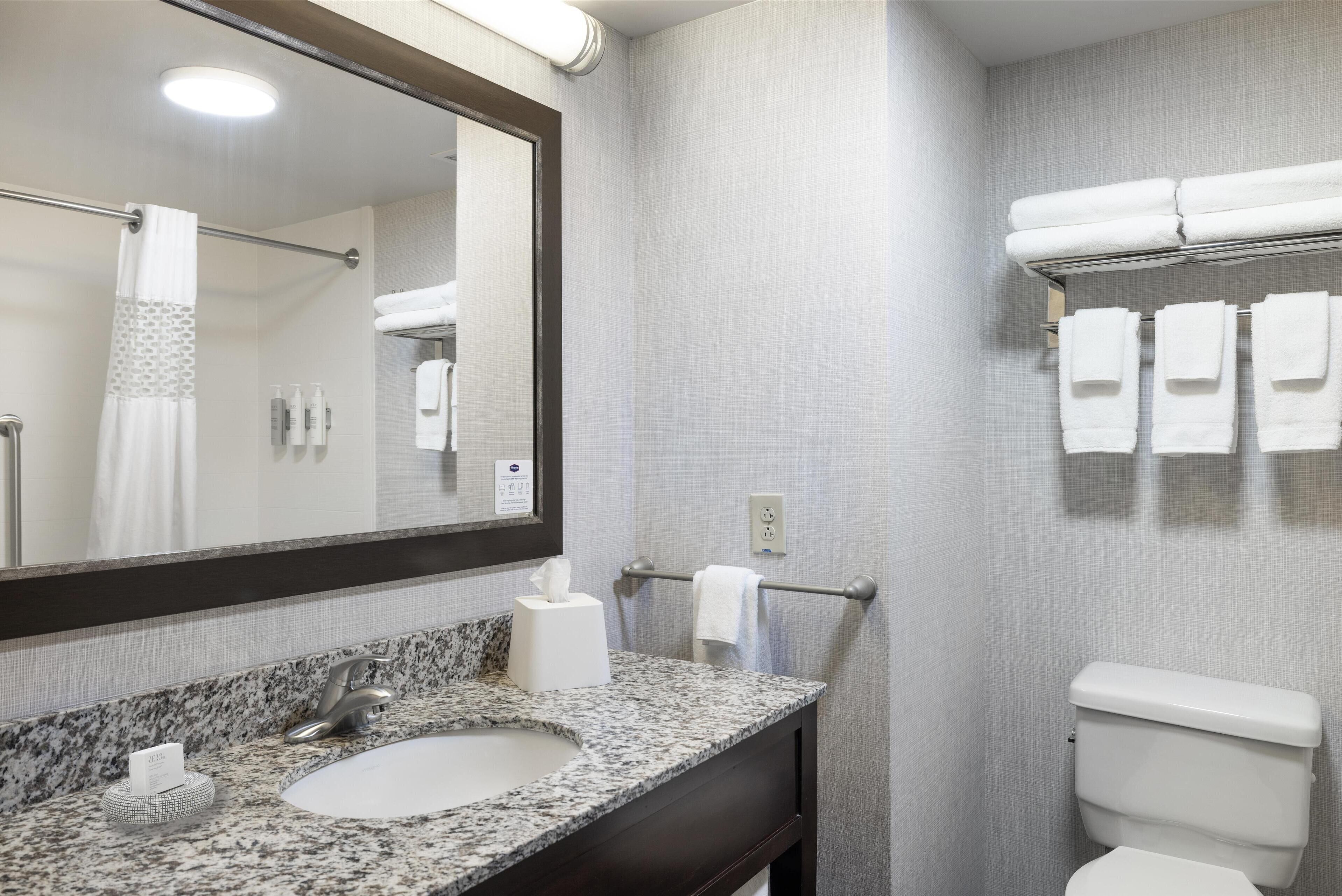 shower, free toiletries, towels