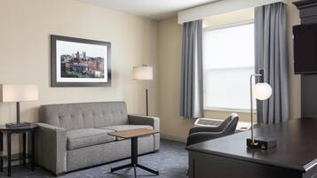 Flat-screen TV, MP3 dock