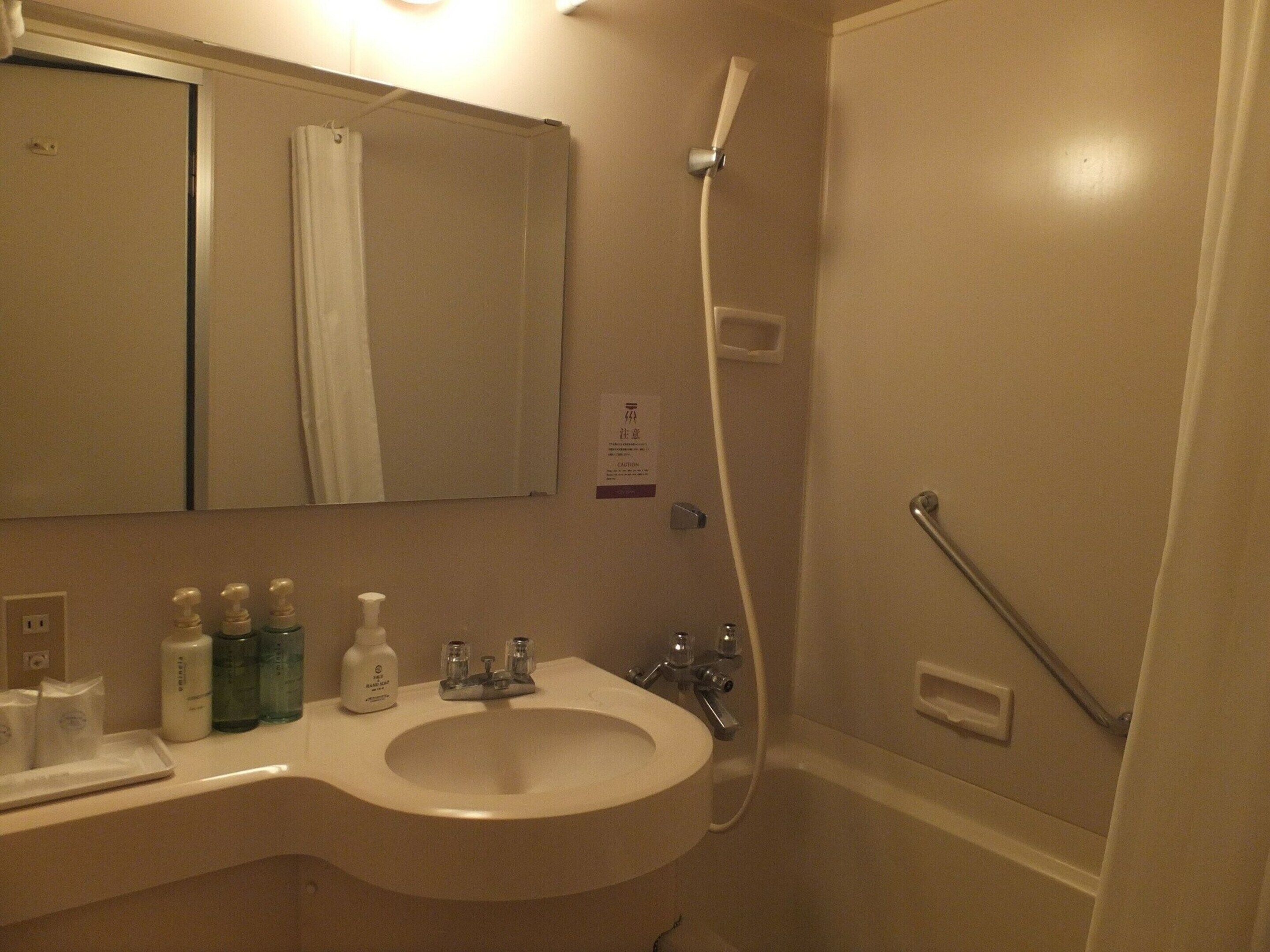 combined shower/bathtub, deep-soaking bathtub, free toiletries