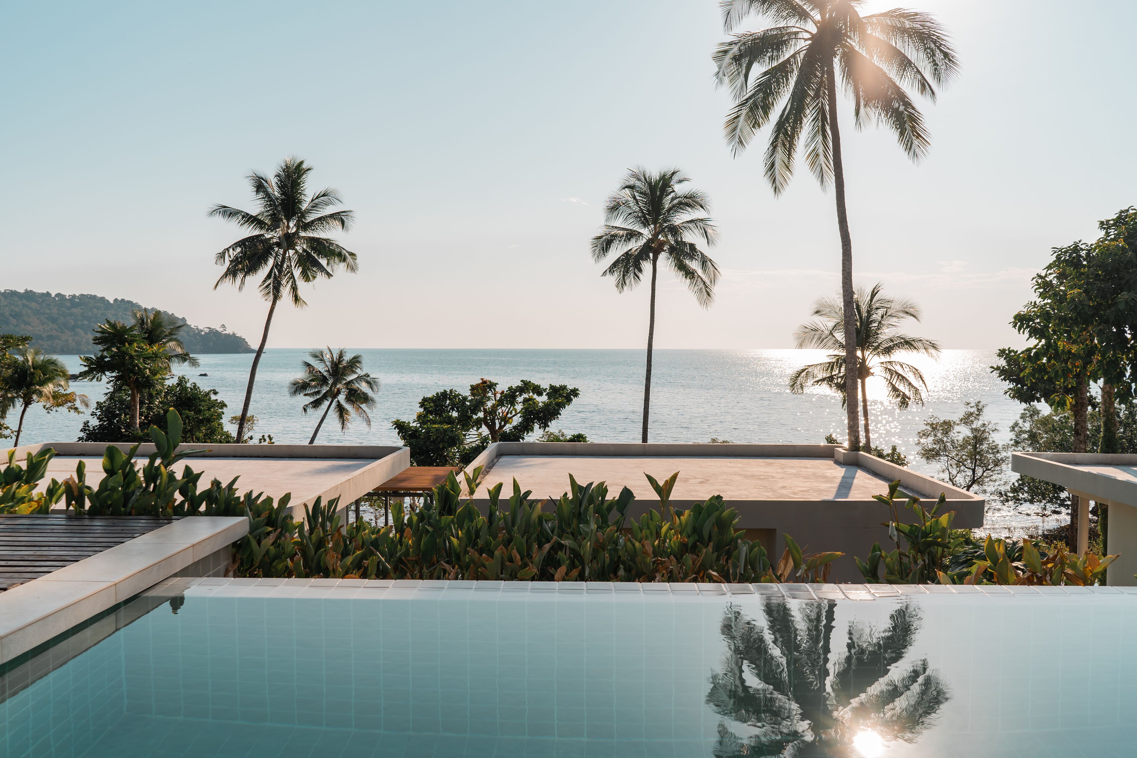 Villa, eigener Pool, Meerblick | Zimmersafe, Schreibtisch, kostenloses WLAN, Bettwäsche