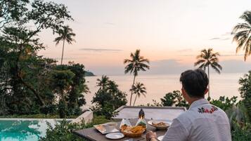 Breakfast, lunch, dinner served; international cuisine, pool views