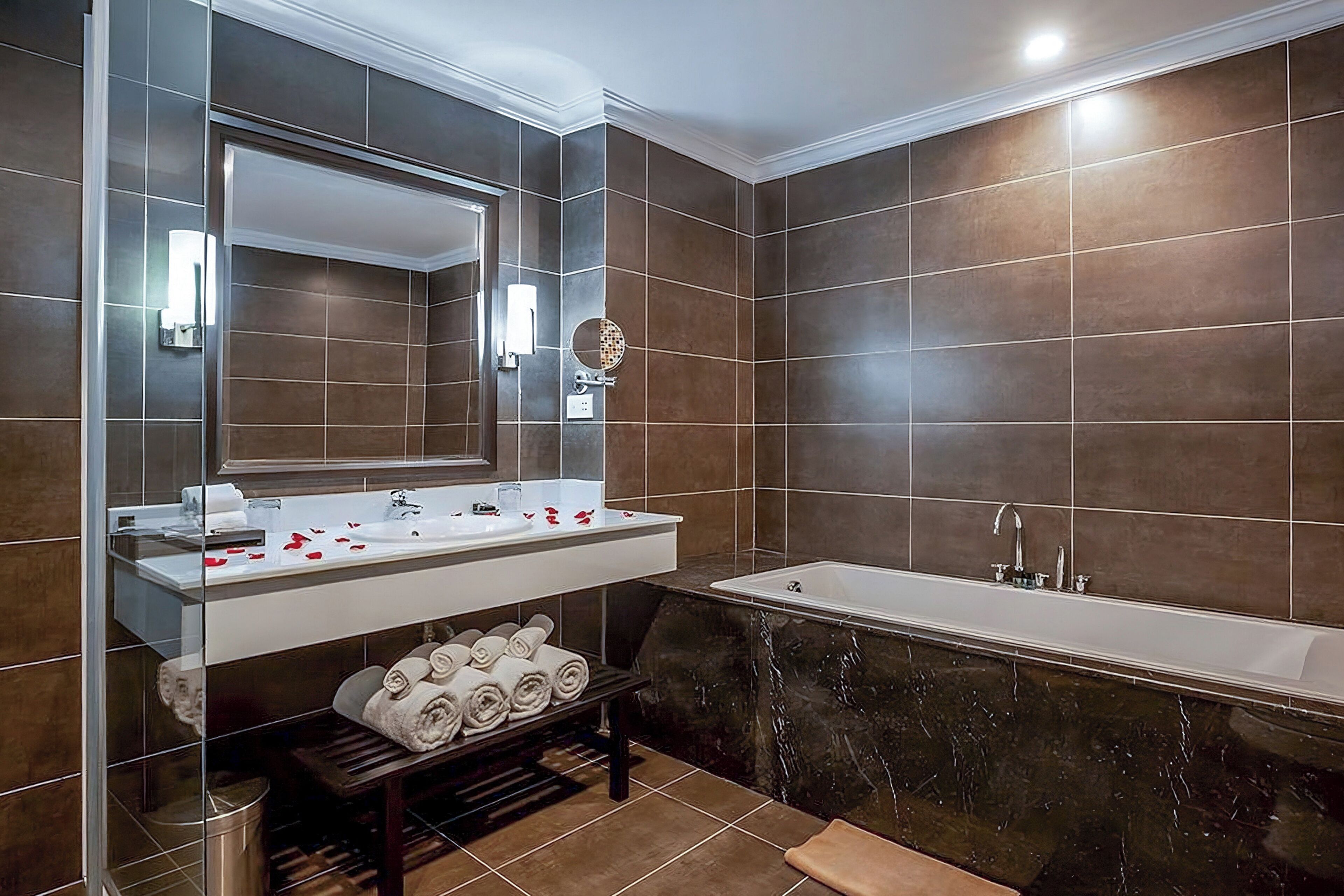 free toiletries, hair dryer, bathrobes, slippers