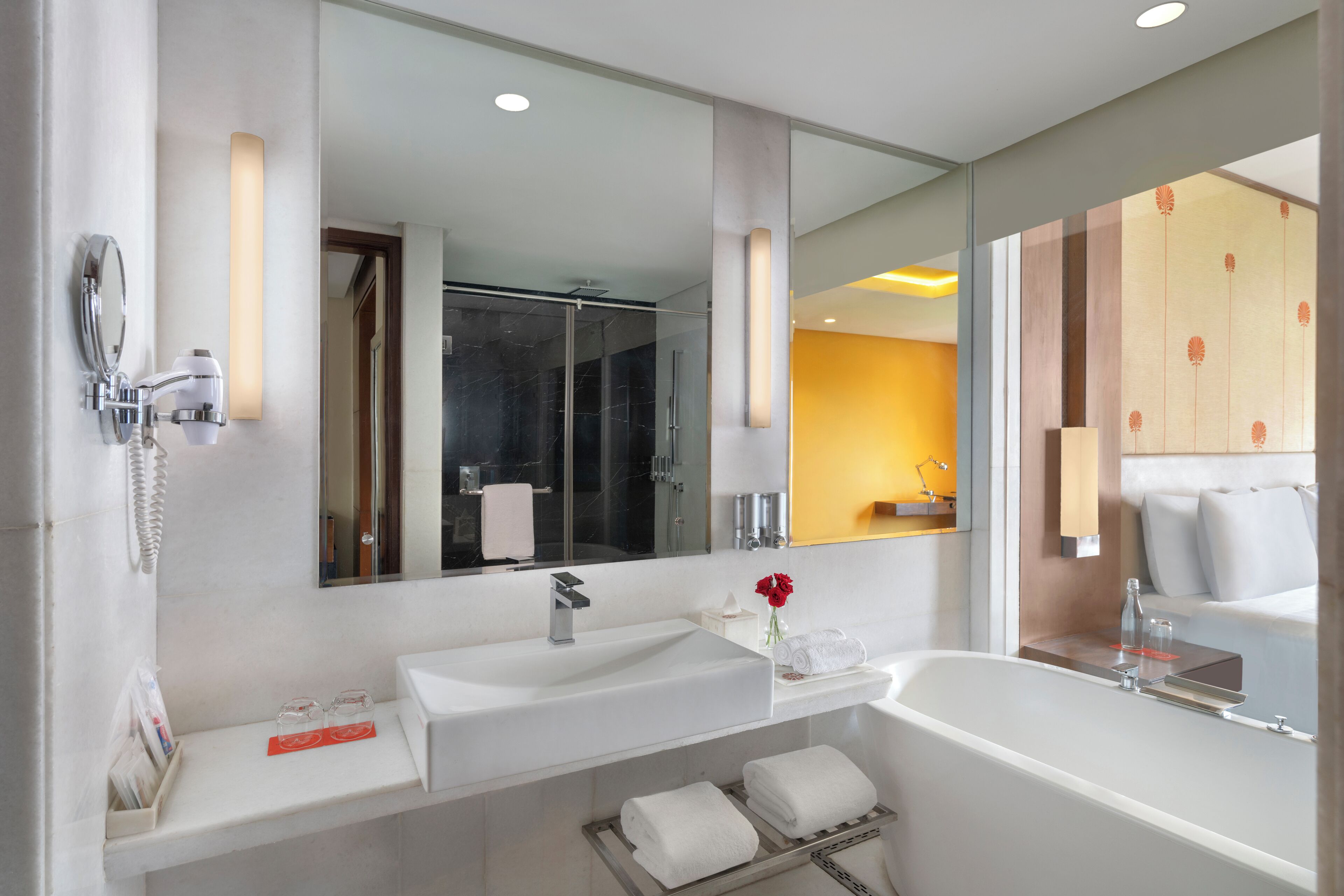 deluxe room, 1 queen bed (deluxe room) | bathroom | separate bathtub and shower, deep-soaking bathtub, rainfall showerhead