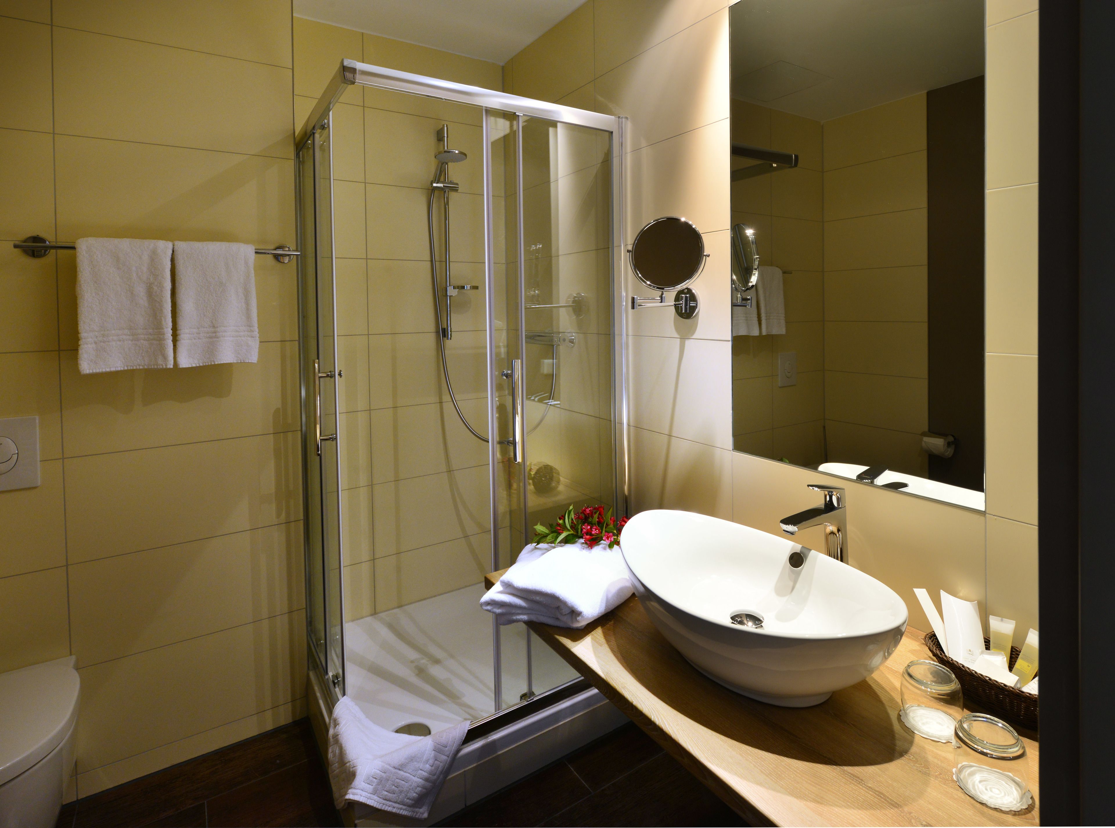 double room single use | bathroom | shower, free toiletries, hair dryer, bathrobes