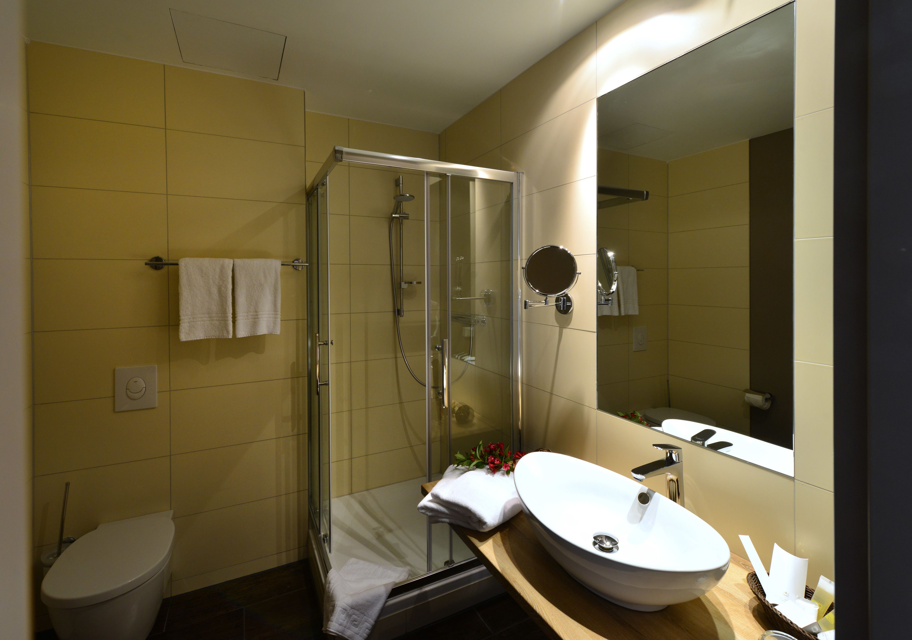 shower, free toiletries, hair dryer, bathrobes