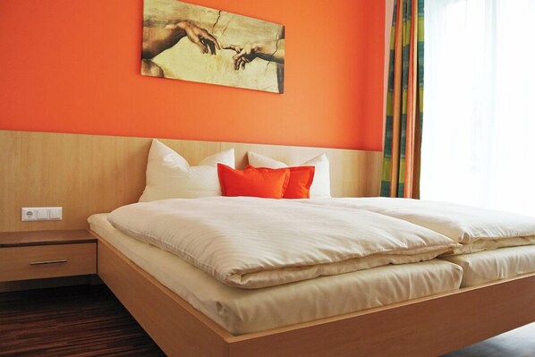 Desk, free WiFi, bed sheets