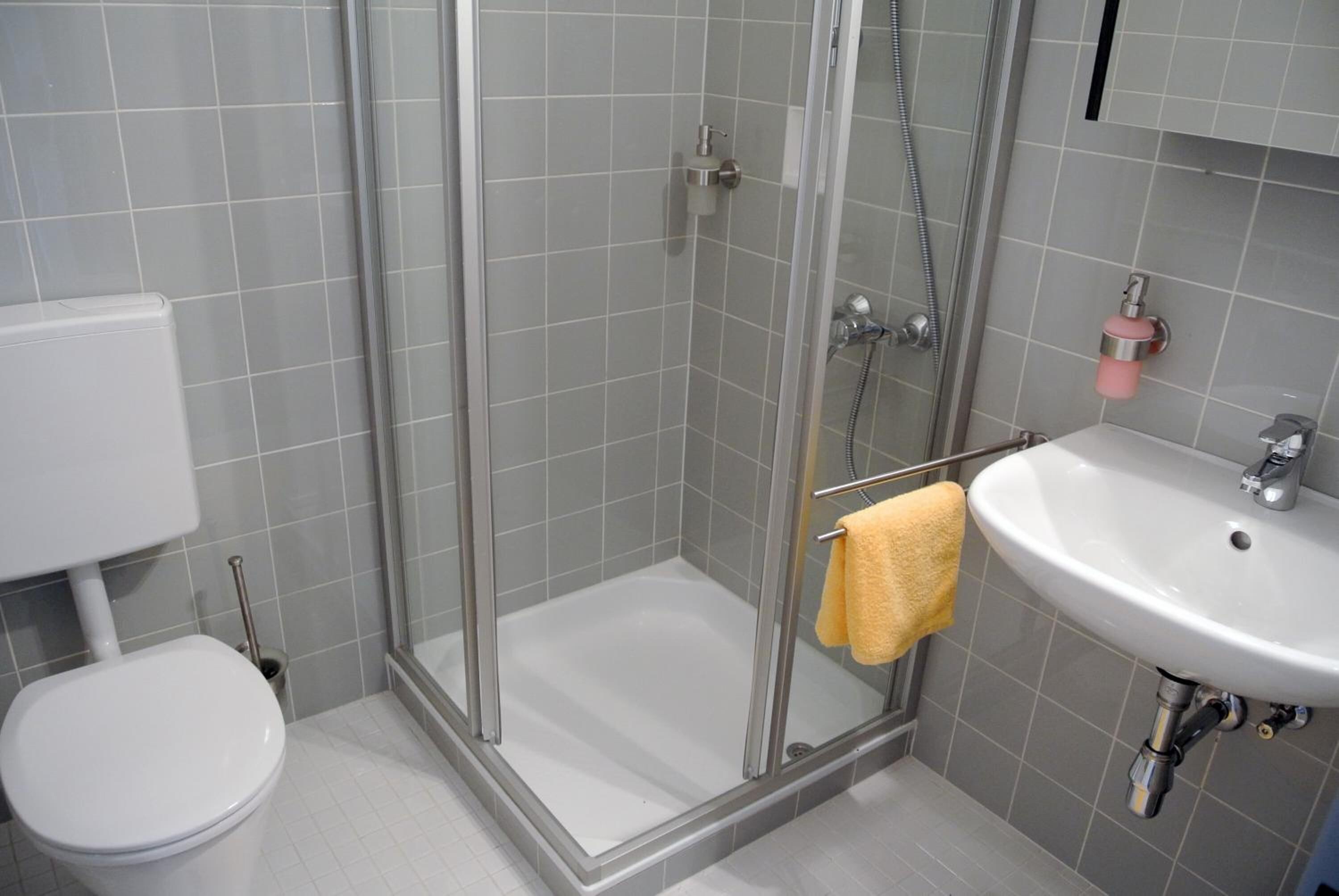 deep-soaking bathtub, free toiletries, hair dryer, towels