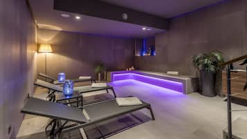 Salas de tratamiento para parejas, un sauna, baño turco