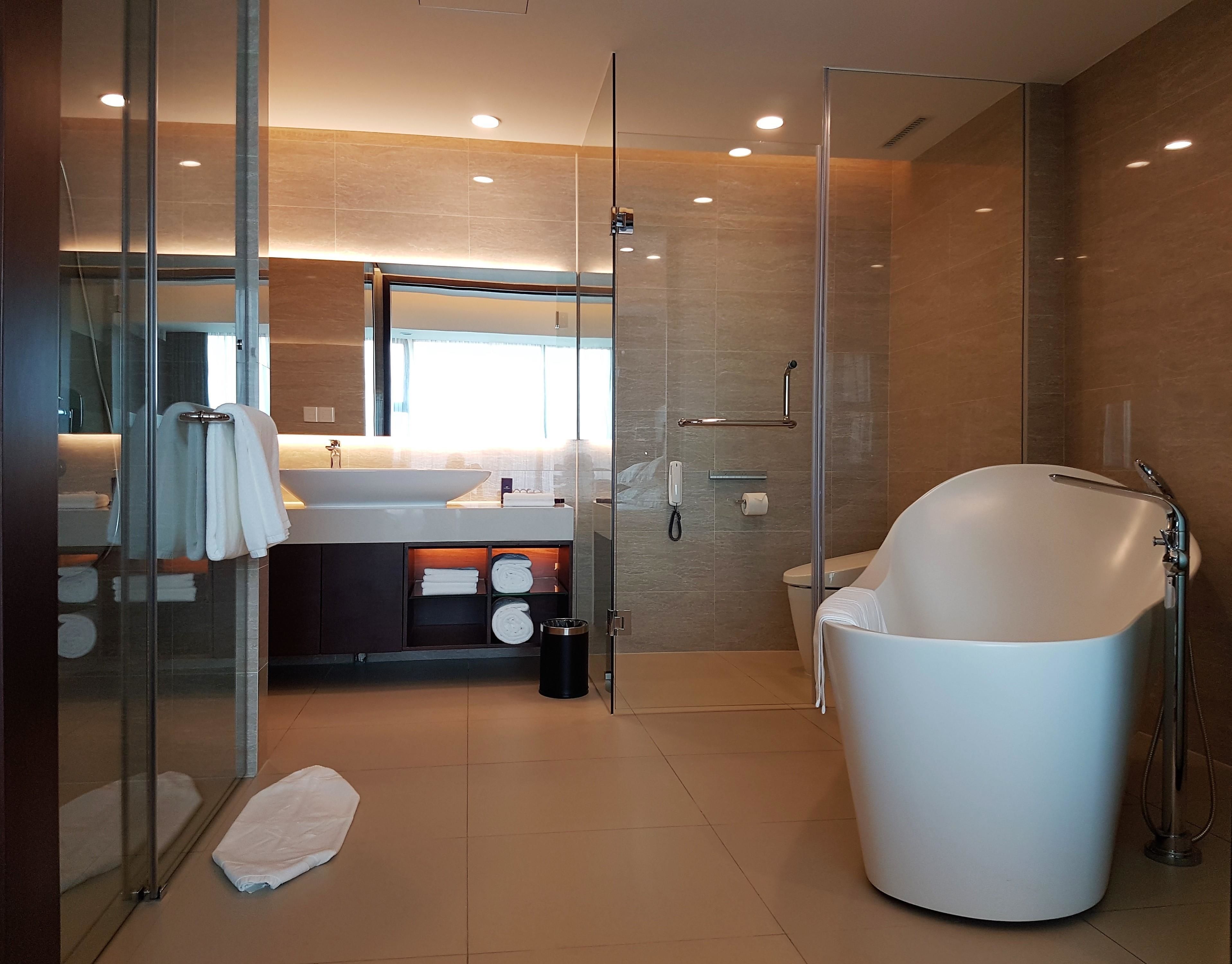 free toiletries, hair dryer, bathrobes, towels