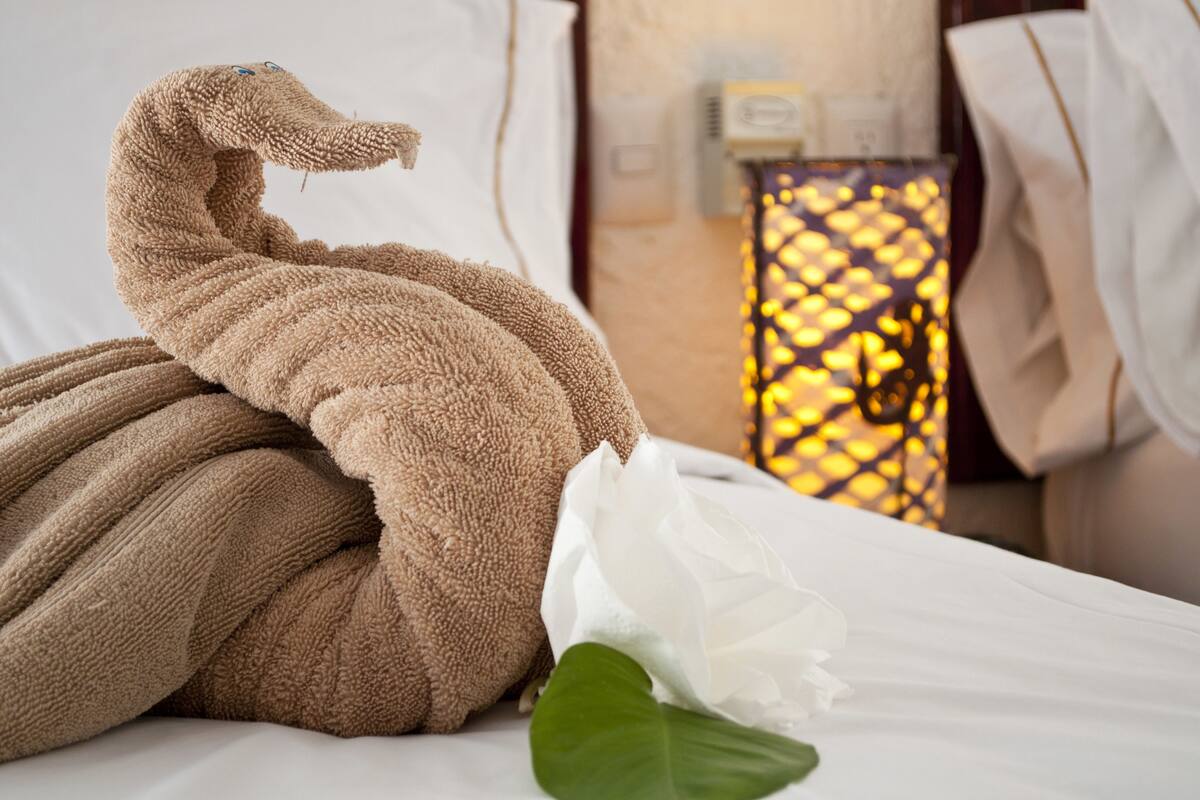 basic room (two double beds full size ) | 1 bedroom, down duvets, minibar, in-room safe