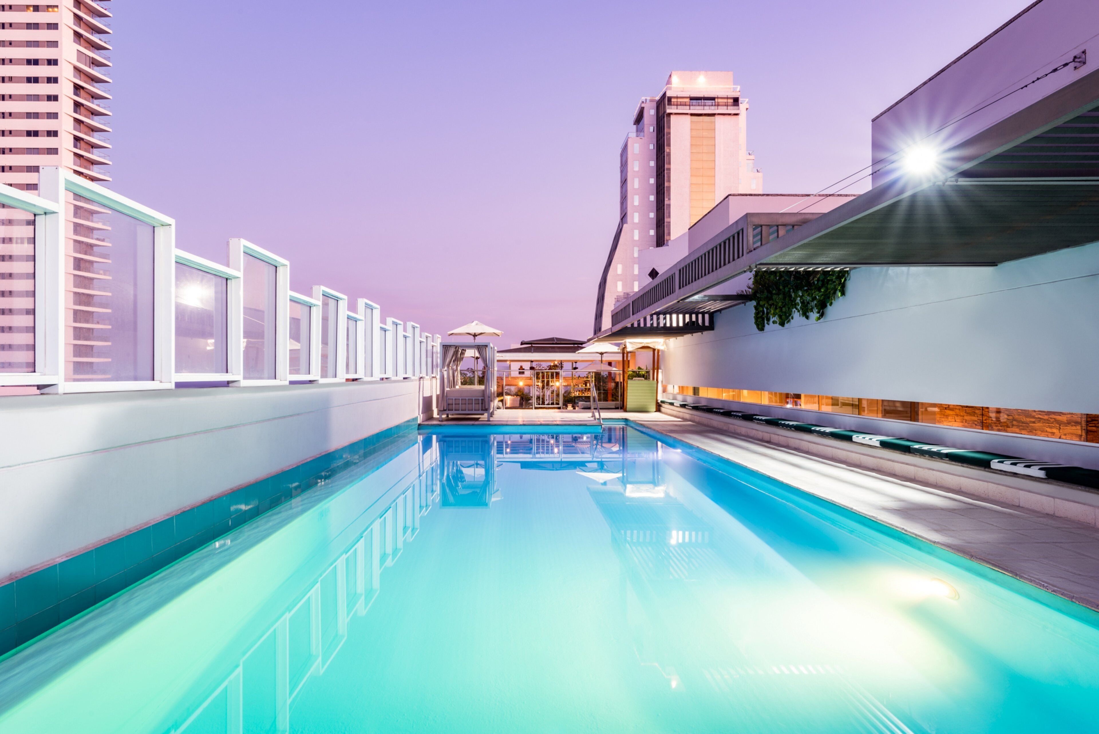 Outdoor pool, pool loungers
