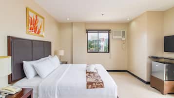 Down comforters, memory foam beds, in-room safe, individually decorated