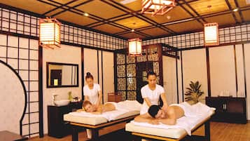 Couples treatment rooms, sauna, hot tub, steam room, hot springs