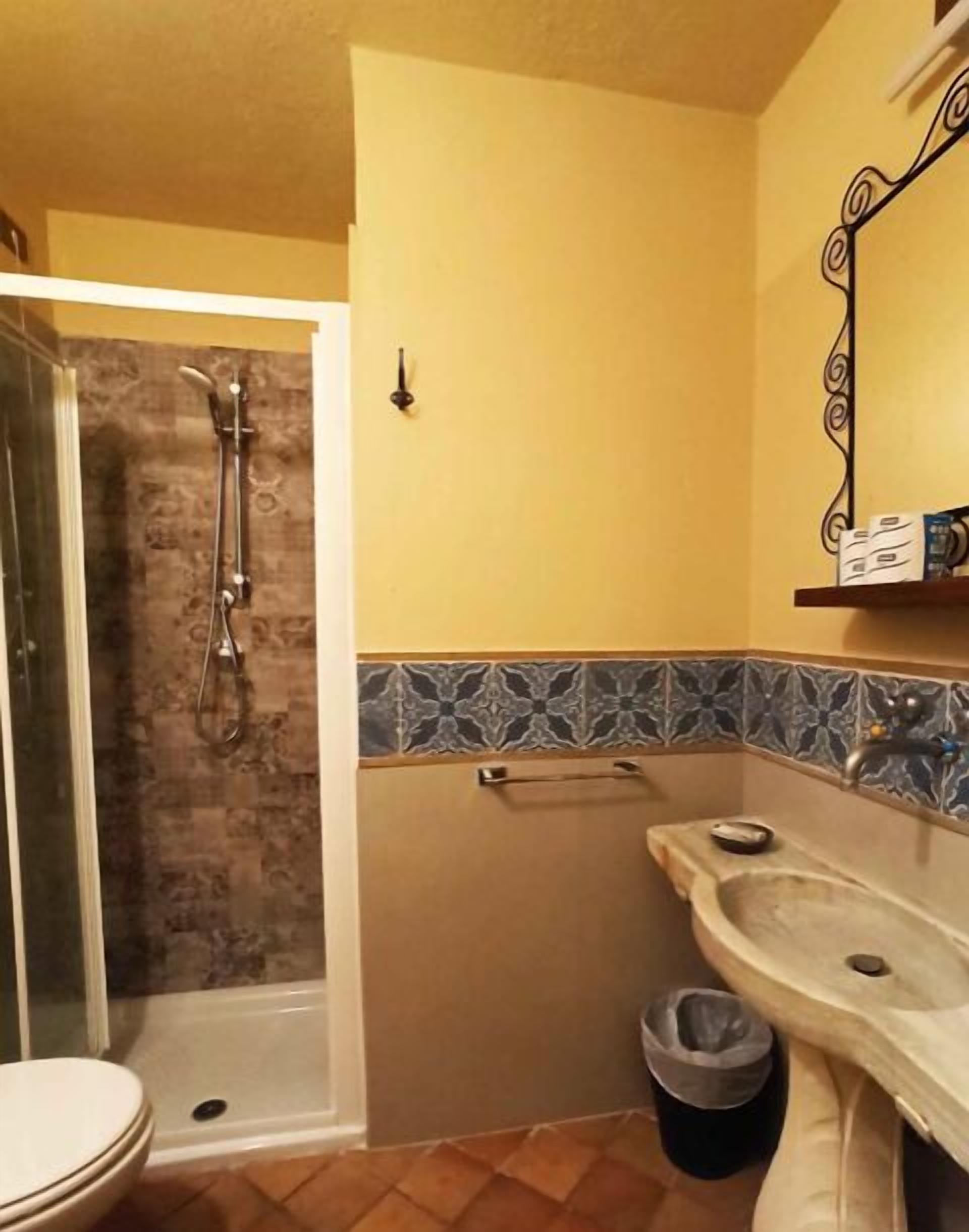 economy double room | bathroom | shower, free toiletries, hair dryer, bidet