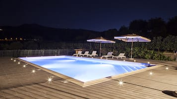 Outdoor pool, pool loungers