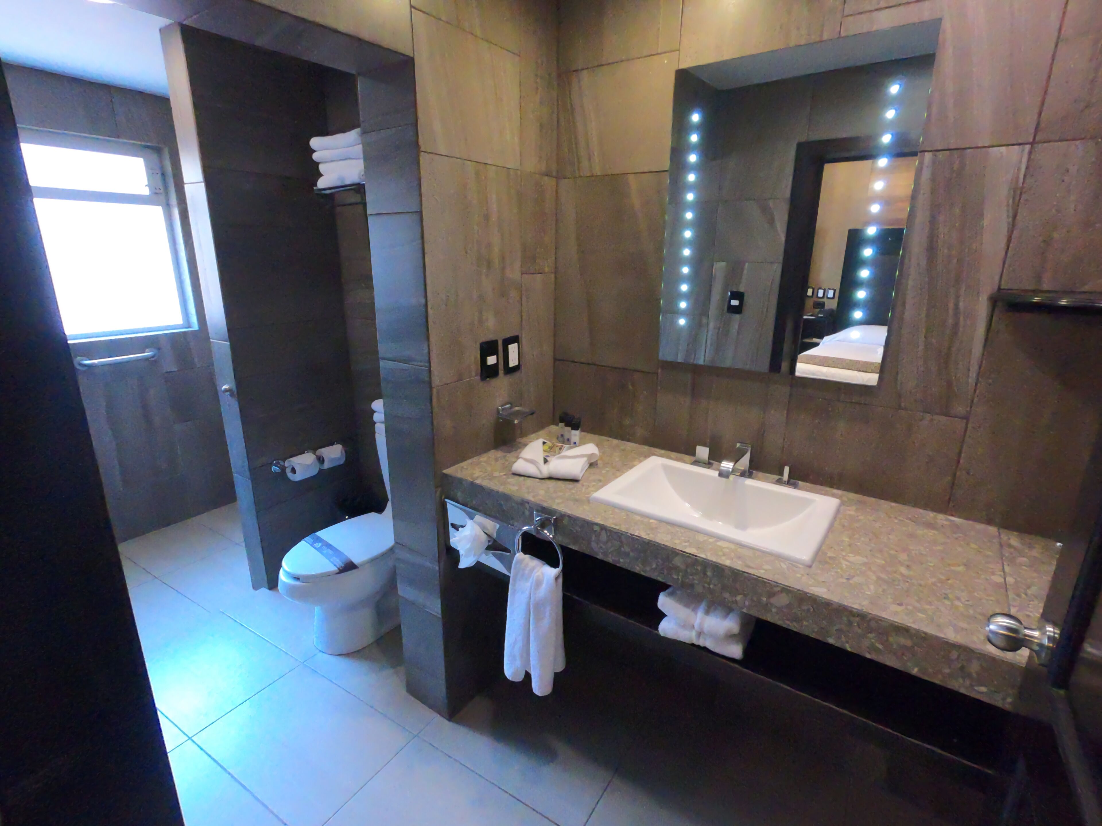 doble interior | bathroom | shower, free toiletries, hair dryer, towels