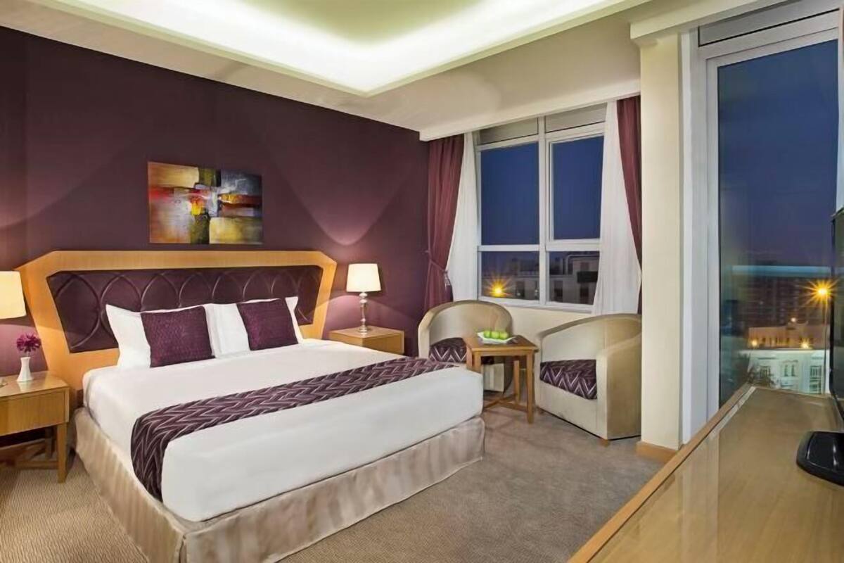 In-room safe, desk, laptop workspace, blackout curtains