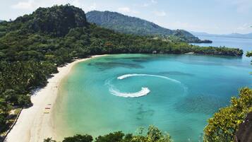 Private beach, white sand, scuba diving, snorkeling