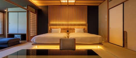 Habitación tradicional, vista al río (JP Western 10 tatami mats Twin Beds) | 1 habitación, edredón y artículos del minibar gratis