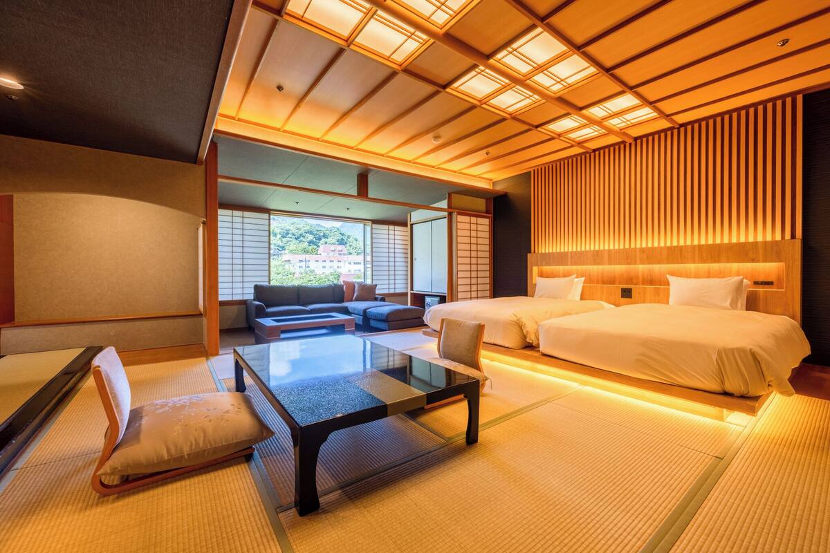 트래디셔널룸, 강 전망 (JP Western 10 tatami mats Twin Beds) | 오리/거위털 이불, 객실 내 금고, 무료 WiFi, 침대 시트