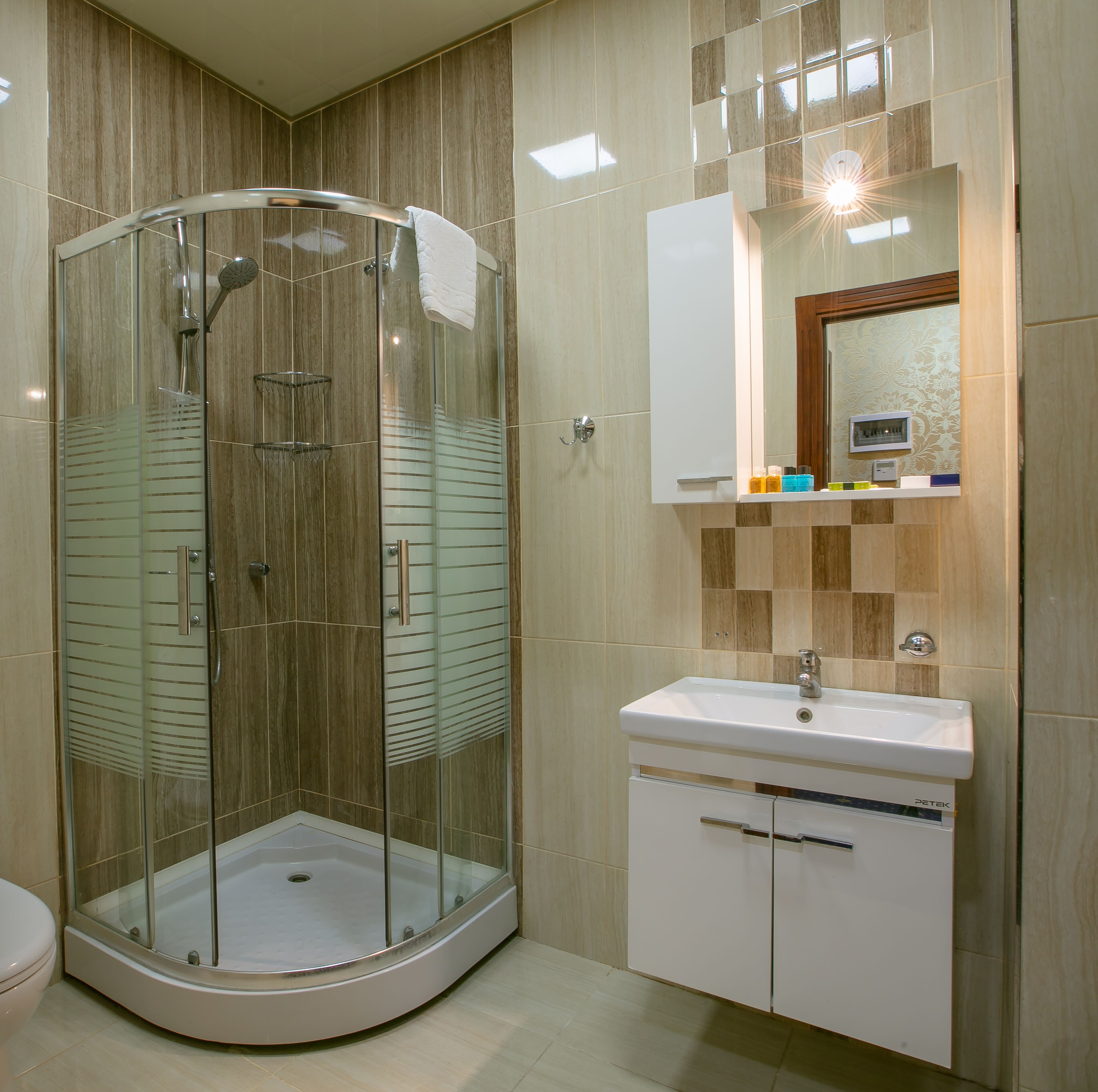 free toiletries, hair dryer, bathrobes, slippers