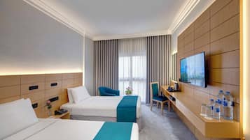 Minibar, in-room safe, desk, laptop workspace