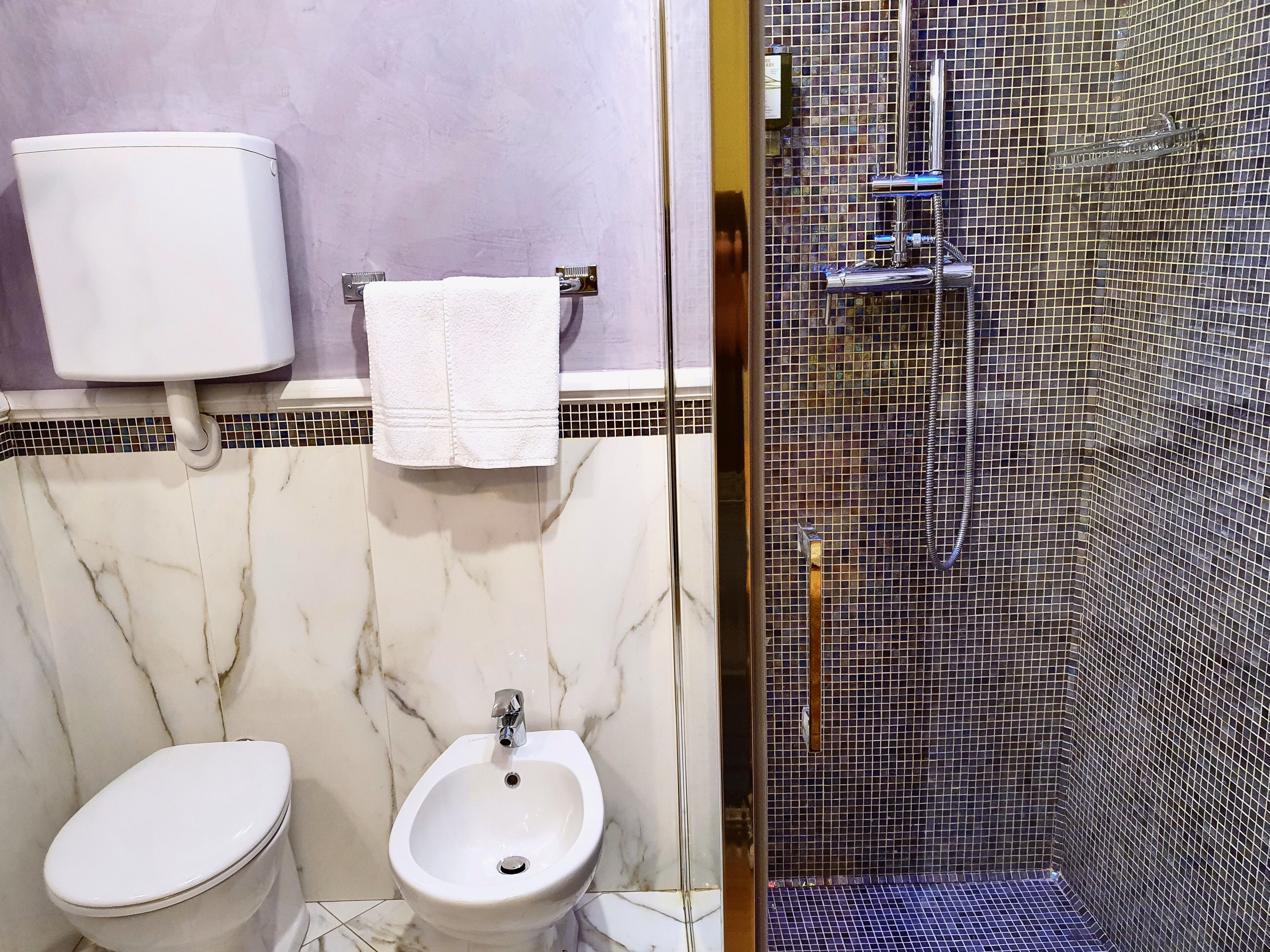 economy double room | bathroom | shower, free toiletries, hair dryer, slippers