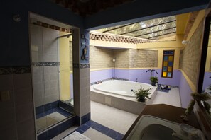 Familie huis, uitzicht op vallei (Casa Orquidea) | Badkamer | Een douche, een haardroger, handdoeken, toiletpapier
