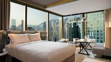 Frette Italian sheets, premium bedding, down comforters, in-room safe