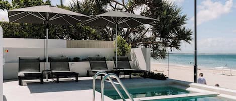 Outdoor pool, pool loungers