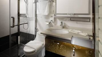 Free toiletries, hair dryer, slippers, towels