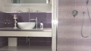 Triple Room, Terrace, Mountain View | Bathroom | Hair dryer, towels, toilet paper