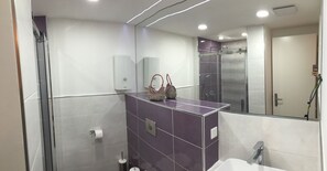 Hair dryer, towels, toilet paper