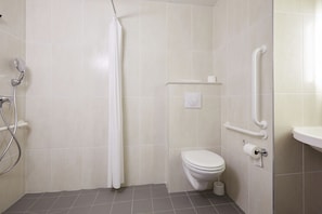 Handicapped Double Room | Bathroom | Shower, hair dryer