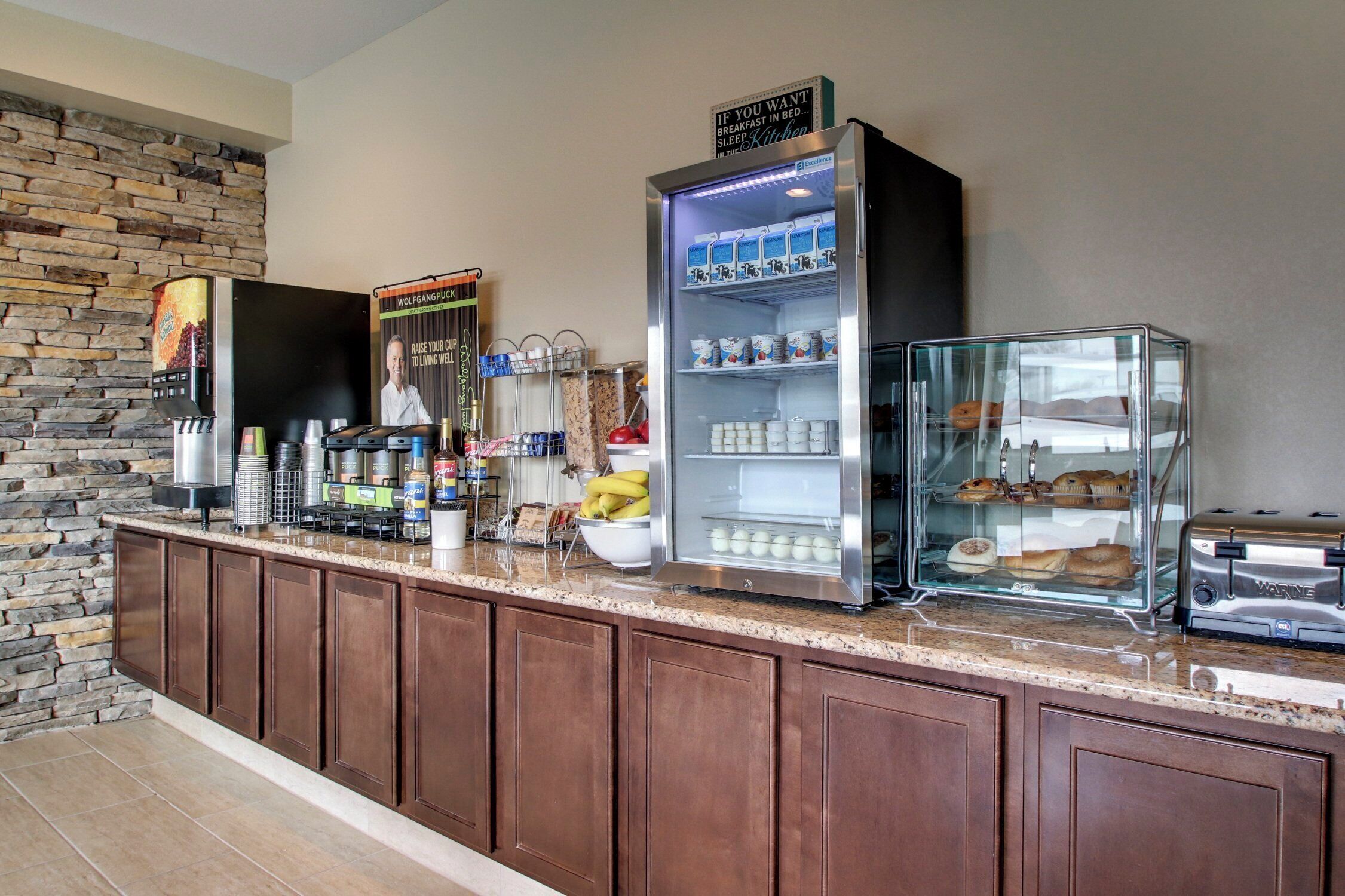 Free daily self-service breakfast 