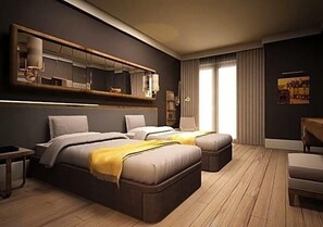 Minibar, coffres-forts dans les chambres, bureau