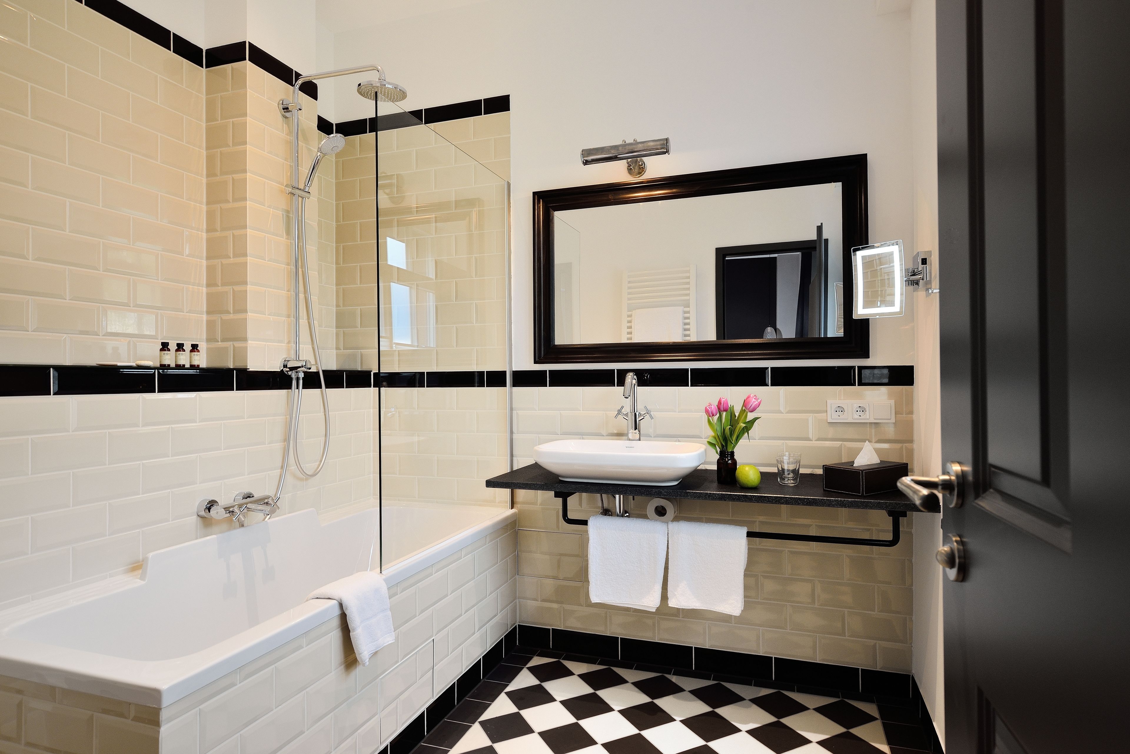 free toiletries, hair dryer, towels