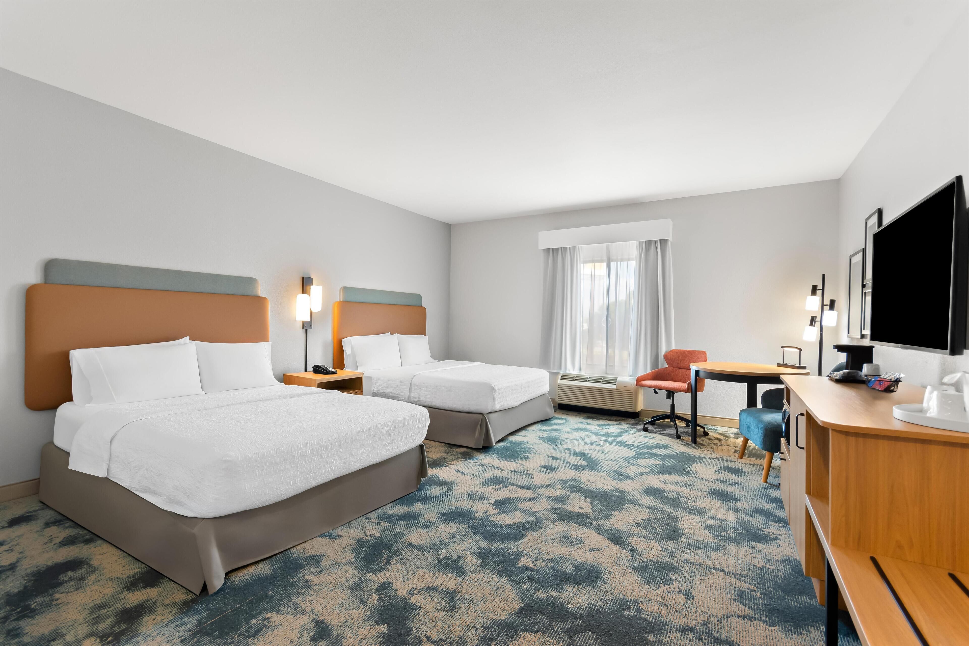 Room, 2 Queen Beds, Accessible, Bathtub | In-room safe, laptop workspace, blackout drapes, soundproofing